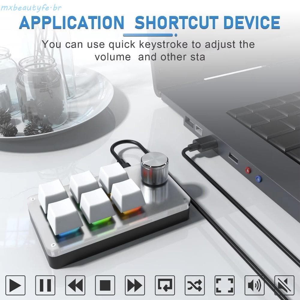 MXBEAUTYFE Mini Teclado De Programação Personalizado , Teclados Para Jogos De 6 Teclas , Mecânico Com Fio USB De 1 Botão