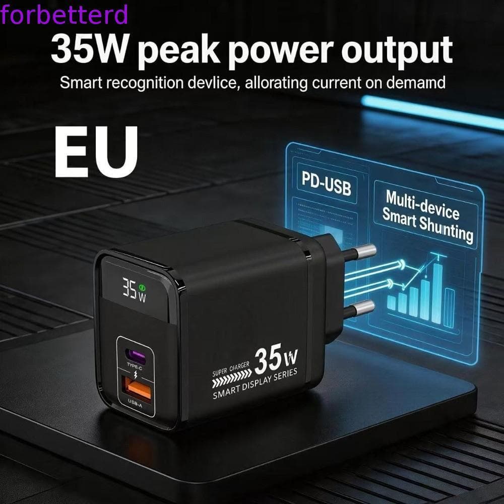 Carregador Rápido De Telefone , Adaptador De Celular De Carregamento Saída De 35 W Energia Com Display Digital