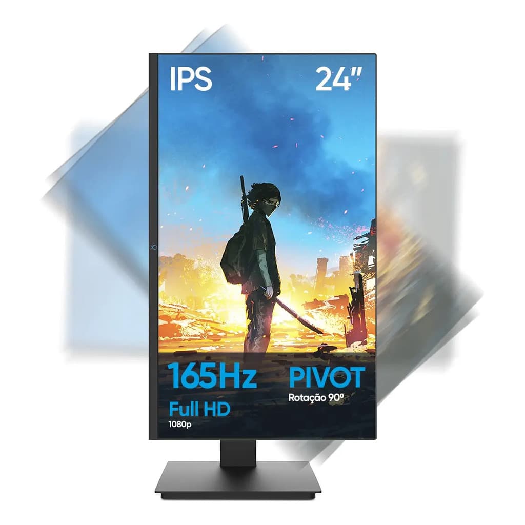 Monitor Gamer Pivot 24 Ox Órbita Ips Full Hd, 165hz, Hdmi Preto