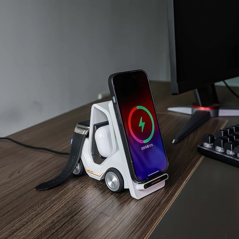 [YZ-Tech] Carregador sem fio de mesa para carro três em um Suporte para celular Carga rápida Carregador de relógio para 