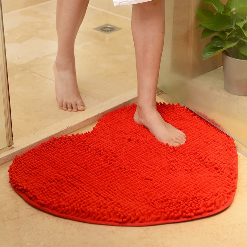 Chenille em forma de coração antiderrapante absorvente tapete sala de casamento casamento pêssego coração tapete quarto 