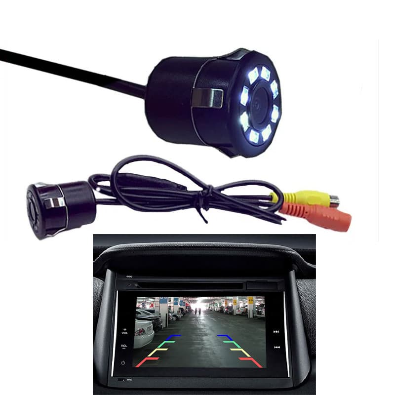 12V Câmera De Visão Traseira Do Carro Assistência Estacionamento PDC Parktronics Backup Noturna 8LED 170 Grande Angular 