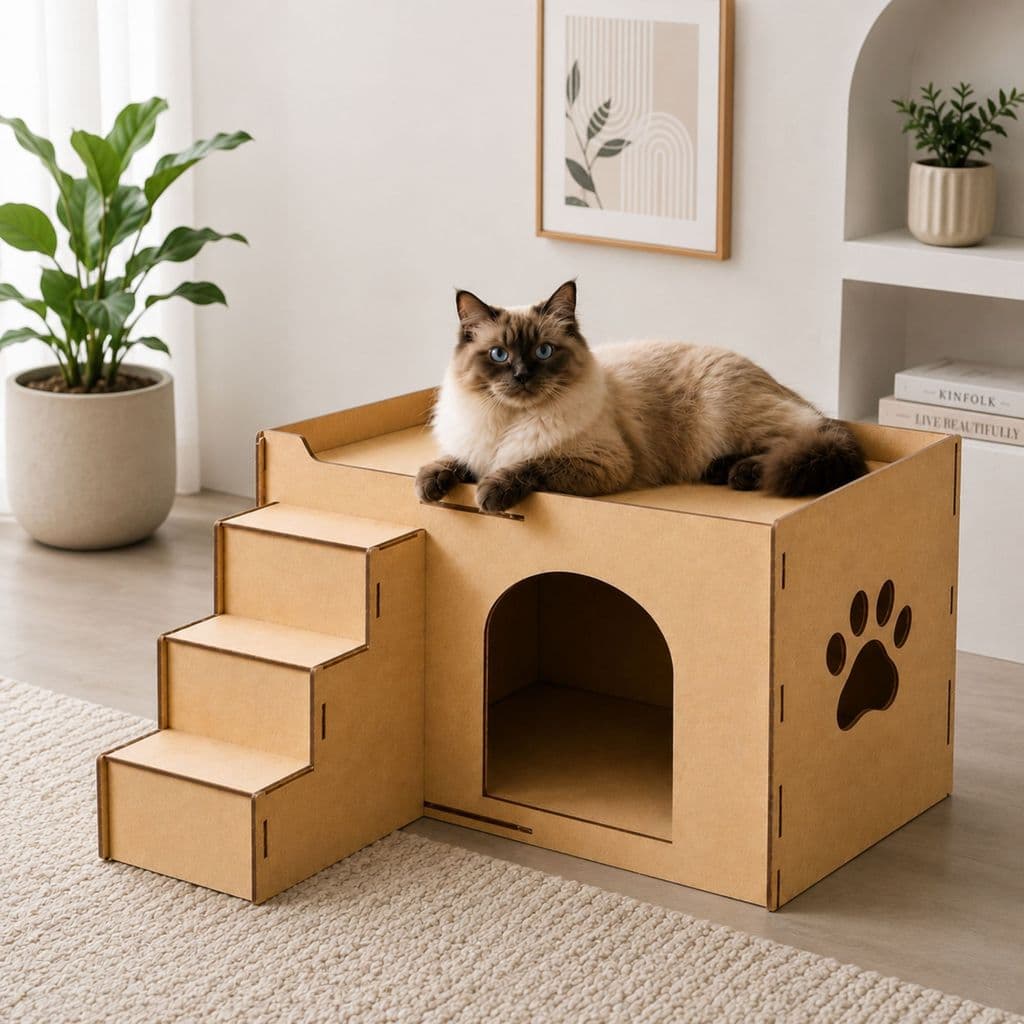 Refúgio para Gatos com Plataforma Alta e Casinha Pet