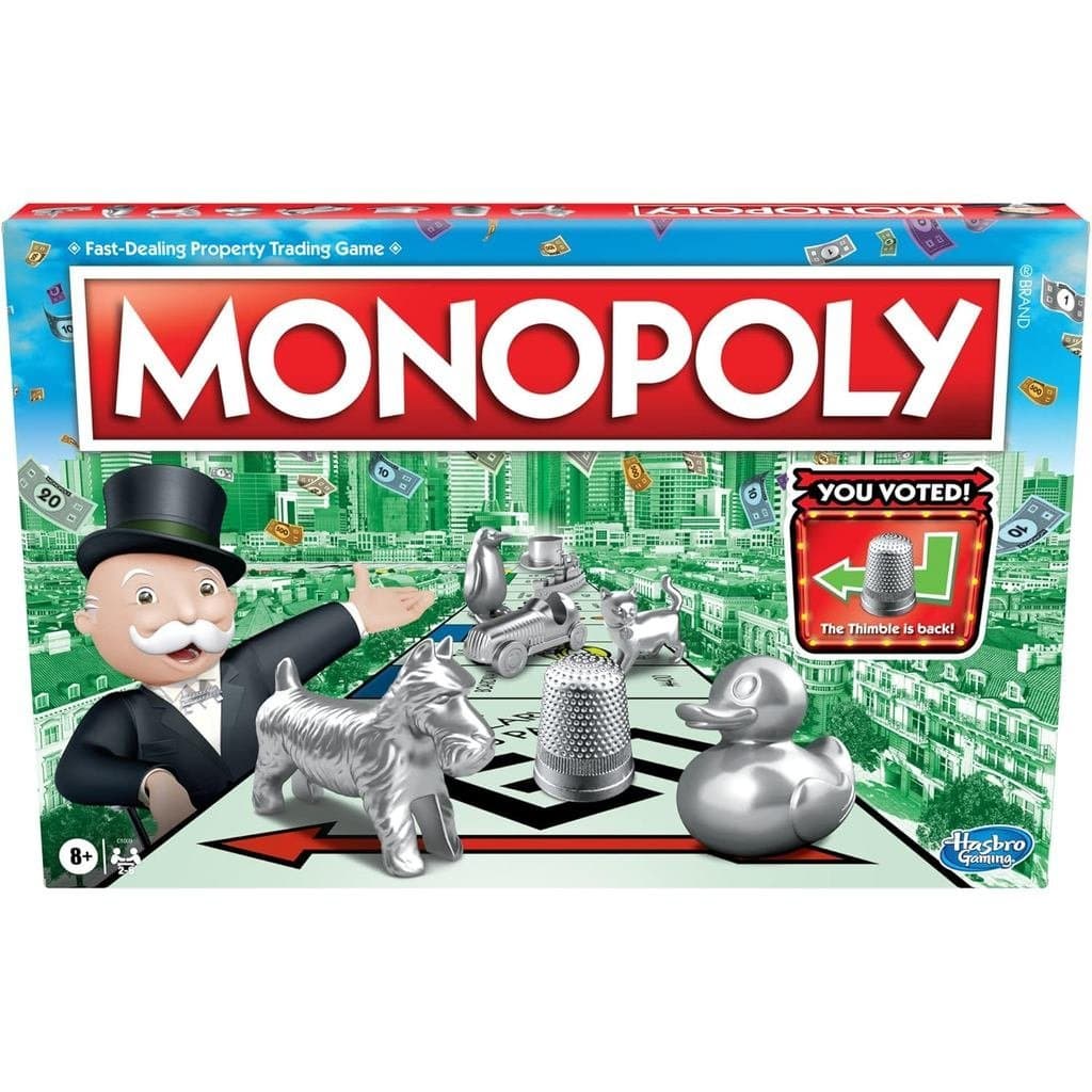 Jogo de Monopólio, Jogos de Tabuleiro para Família para 2 a 6 Jogadores e Crianças a Partir de 8 Anos, Inclui 8 Peças (E