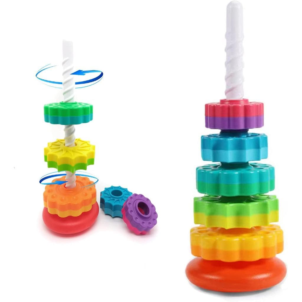 Brinquedos de Empilhar Giratórios LUCKFUTURE, Brinquedos Educativos para Bebês, Anéis de Empilhar, Brinquedo Montessori 