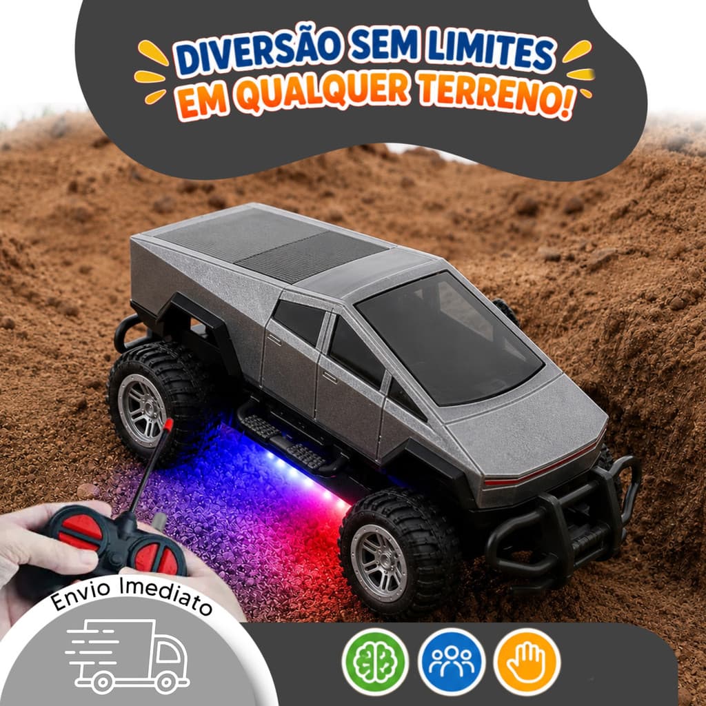 Carrinho Controle Remoto Speed King Com Luz LED Pneus de Borracha Infantil