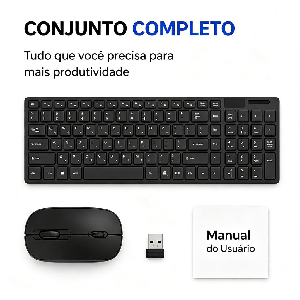 Kit Teclado E Mouse Sem Fio Bluetooth Wireless 2.4ghz Notebook Usb Ultra Slim Compacto Android