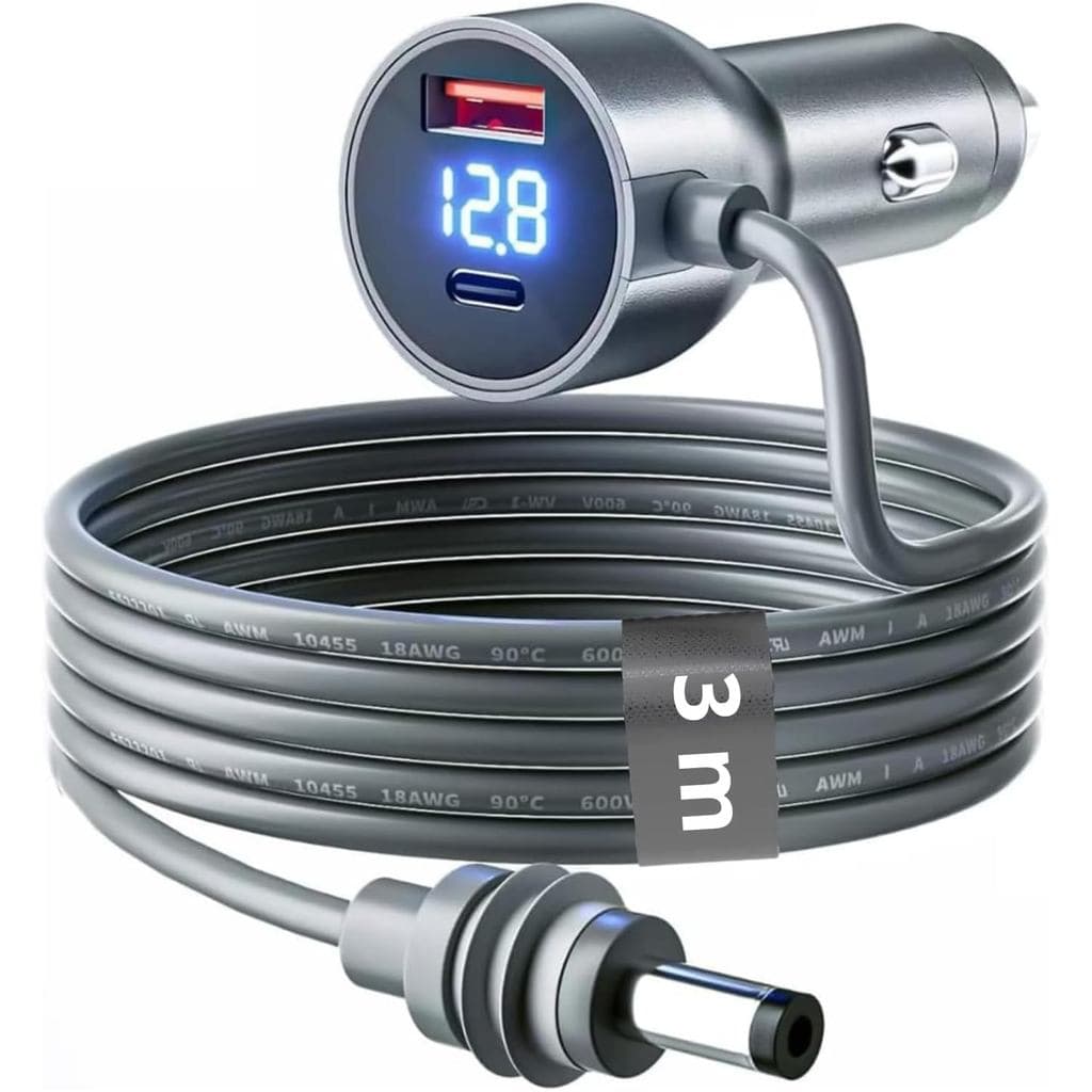 Cabo Carregador Veicular Starlinkk Mini 100W Plugue Veicular 12V 24V Transmissão Eficiente Uso Viagem Camping 3 em 1 USB