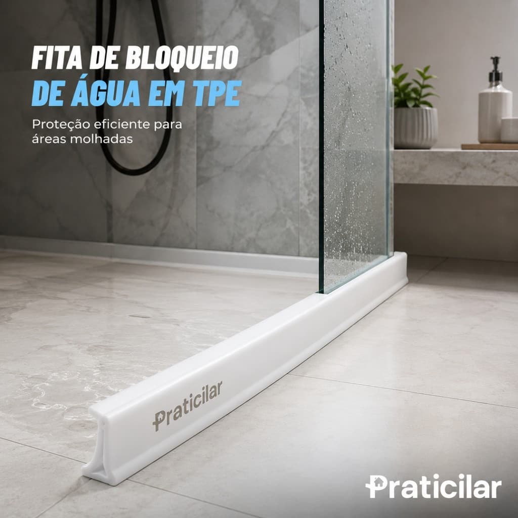 Barreira de Agua Retenção em Silicone Vedação Area Molhada Banheiro Box