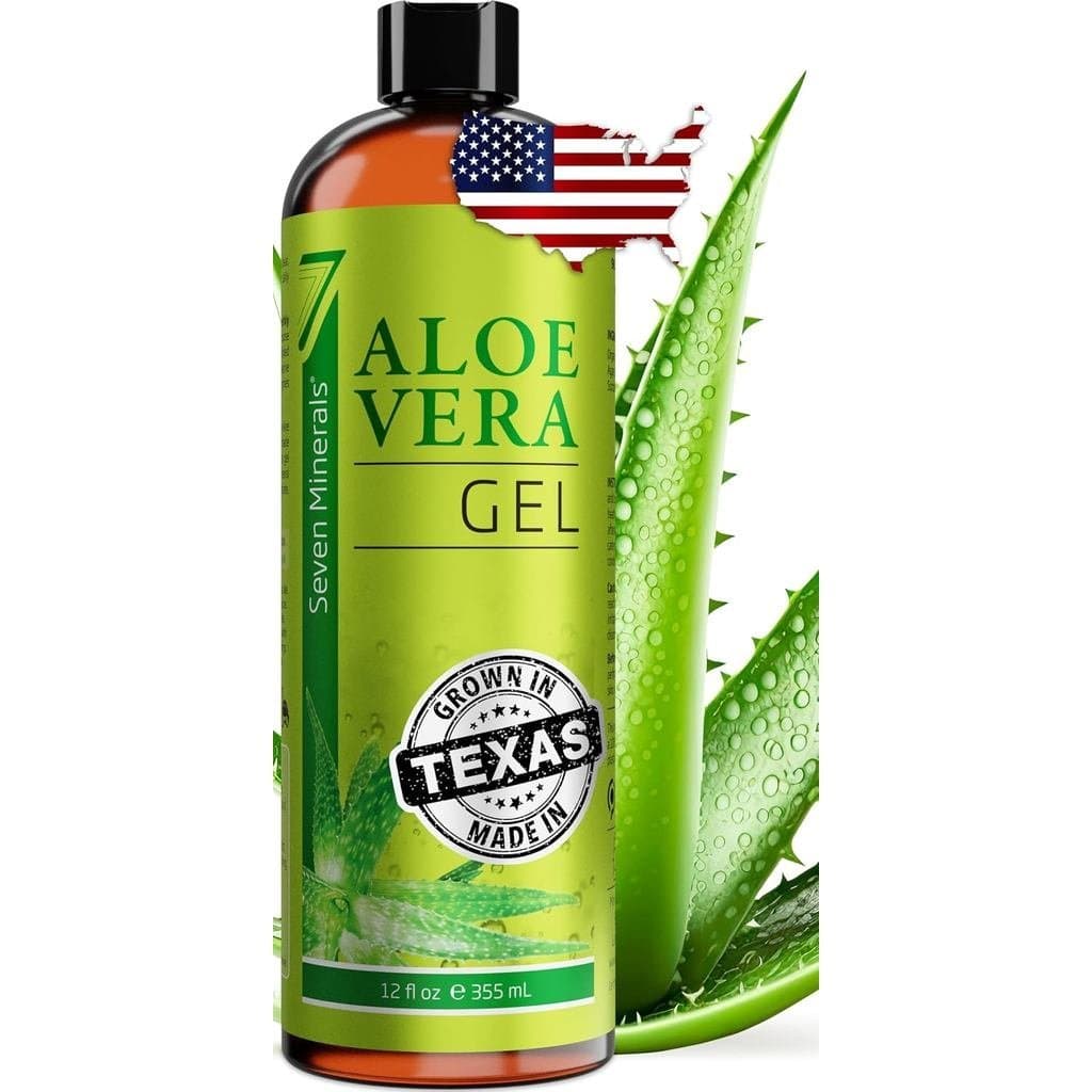 SevenMinerals Gel de Aloe Vera com Aloe Orgânico Fresco e Puro - Grande Embalagem de 12oz - Cultivado em Fazendas de Chá