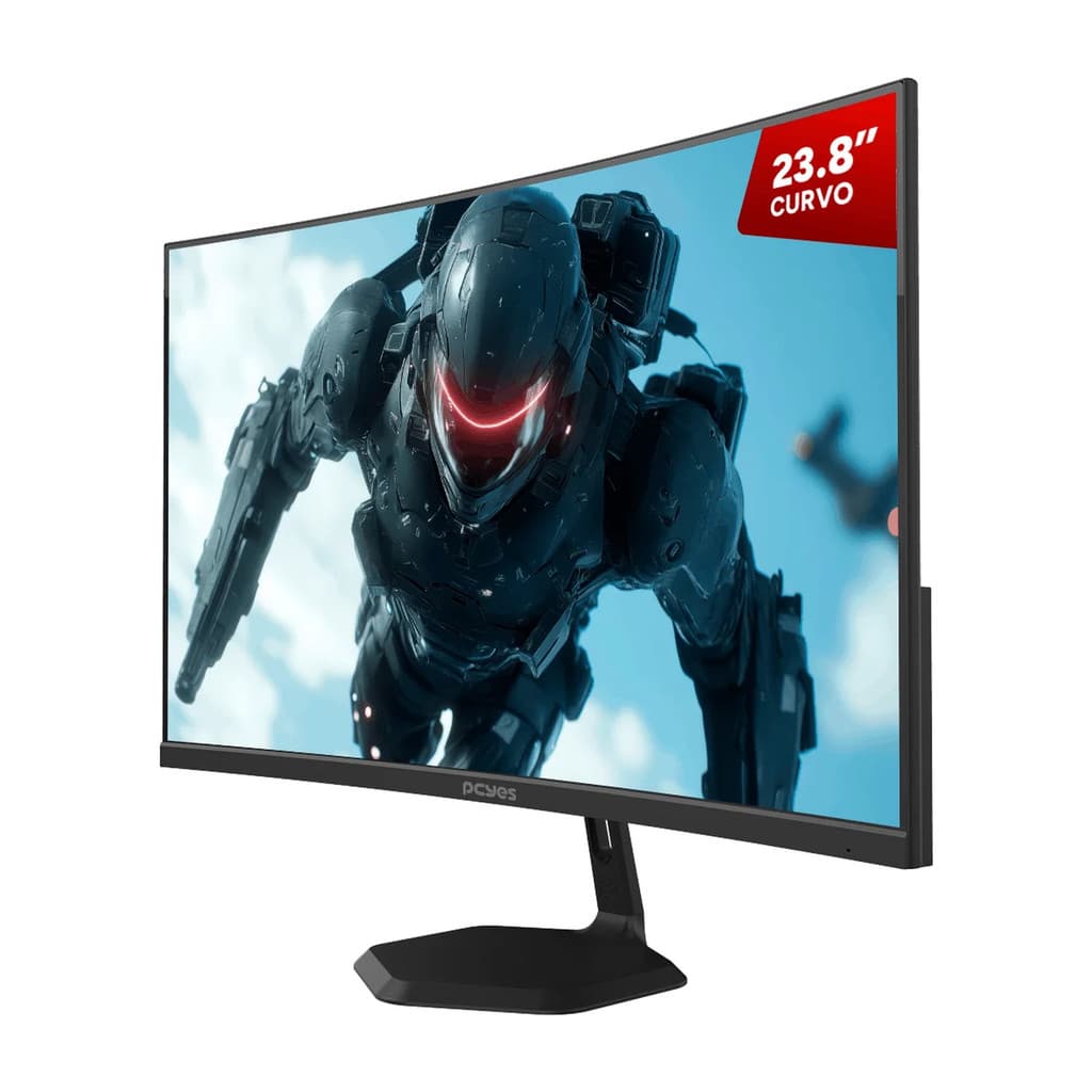 Monitor Gamer PCYES Quartzo Q23C 23.8" Curvo Fhd Va 100HZ 5MS Hdmi/Vga Freesync Black Vulcan PMGQ23C100BV - PCYES