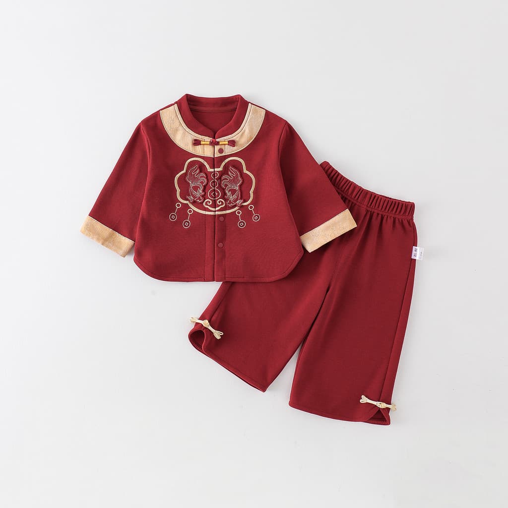 Menino Tang terno roupas de outono 2026 novo estilo bebê menina estilo chinês um ano de idade bebê crianças roupas outon