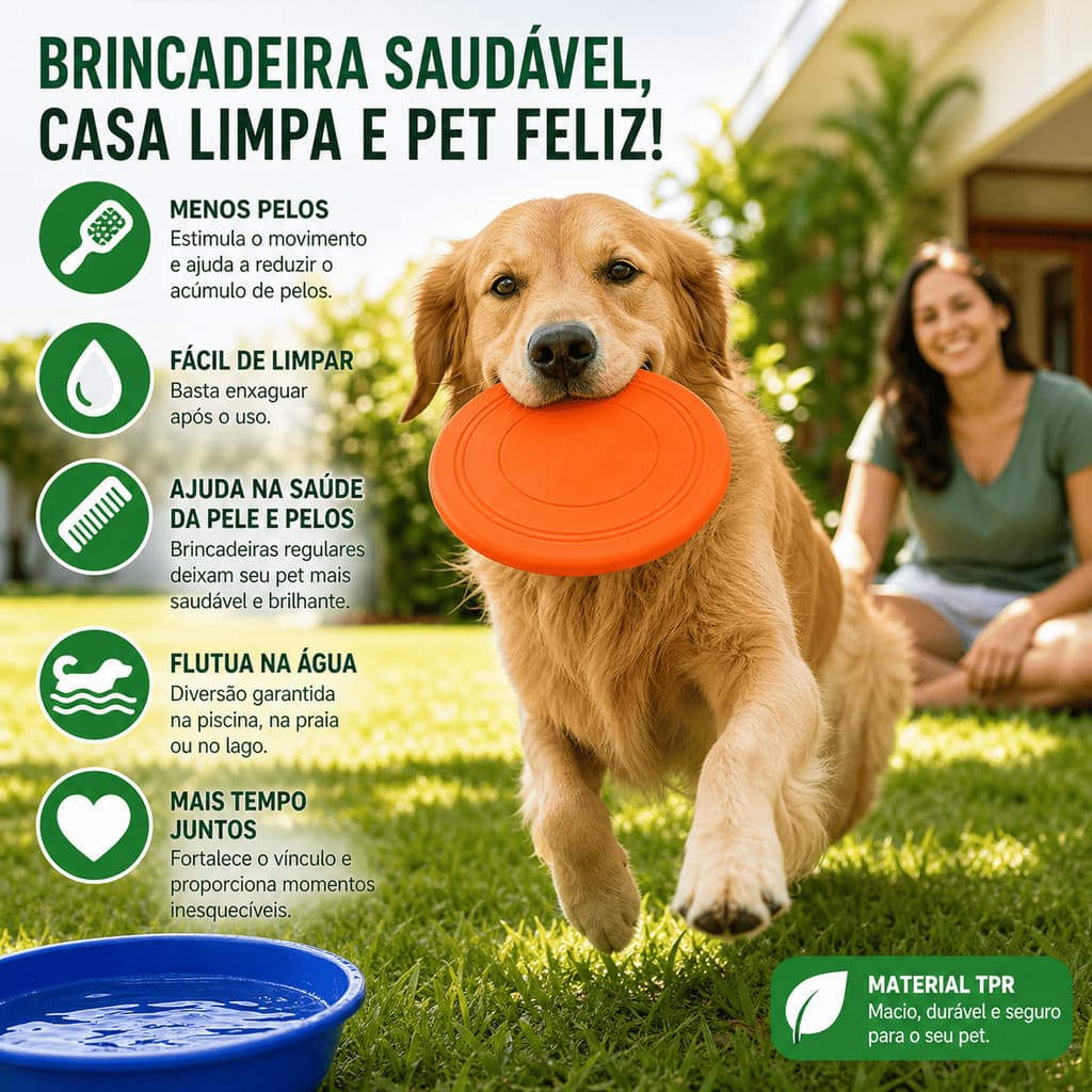 Frisbee para Cachorro Disco Mordedor TPR Resistente Brinquedo para Pets Cão Cachorro Ar Livre Parque Pet Brinquedo