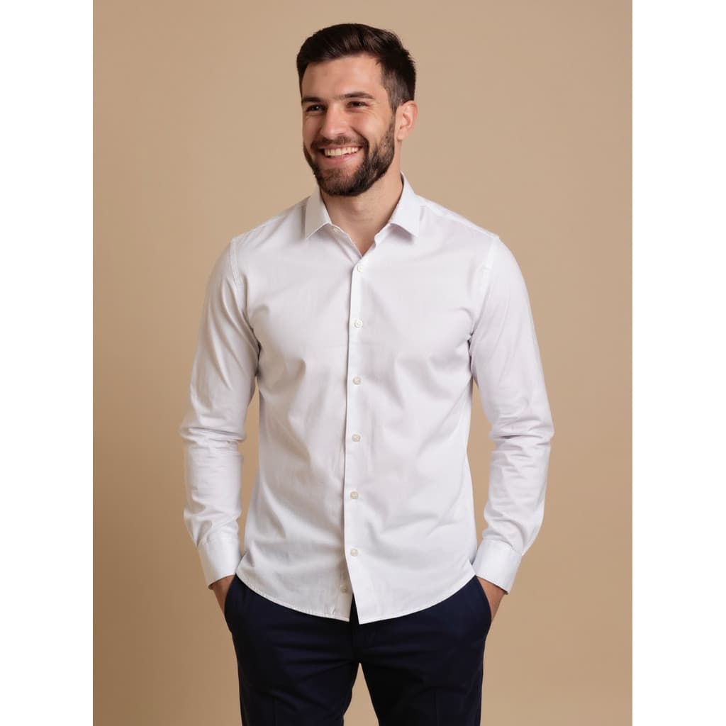 Camisa Masculina Manga Longa Tricoline Premium Slim Fit Social — Camis.Soares