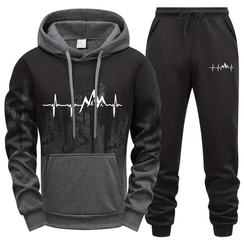 2025 Outono Inverno Conjunto Masculino Com Capuz Conjuntos De Treino Esportivo Hoodies Ou Moletom Roupas Quentes Pulôver