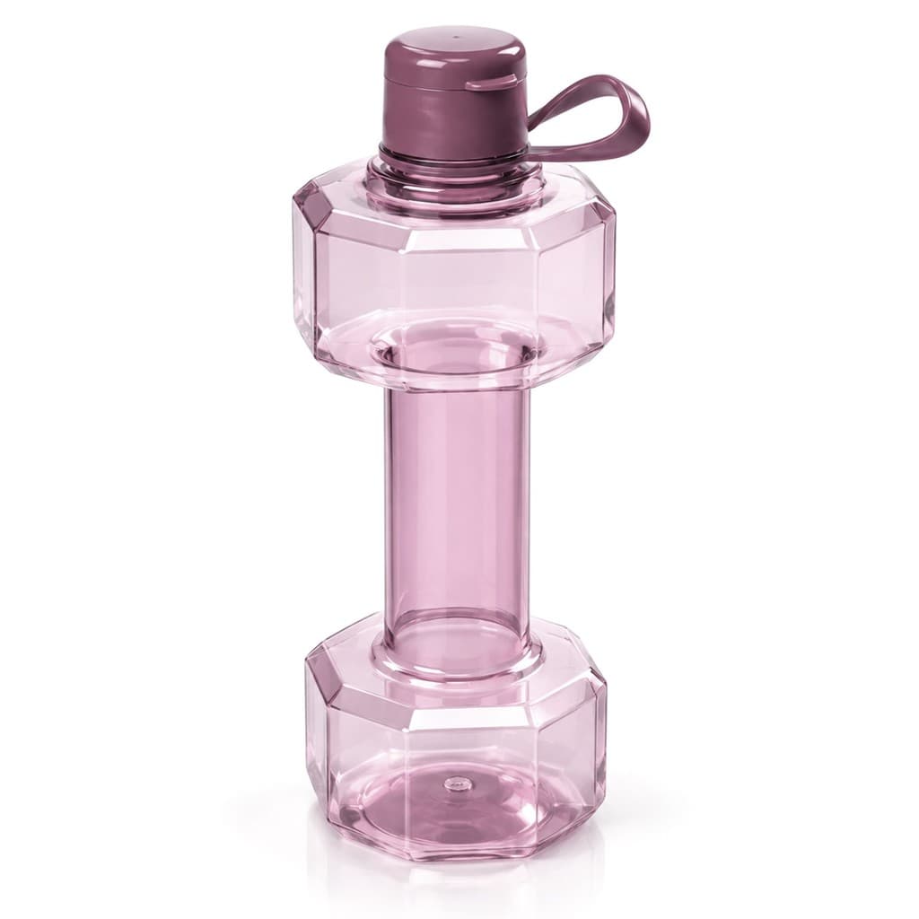 Garrafa Academia Halter Rosa 1 Litro De Água Com Alça Para Treino Fitness E Hidratação - Plasútil