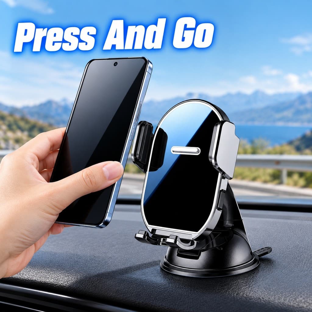 Suporte De Telefone Para Carro Com Painel Preto Ventosa E Braçadeira De Uma Mão