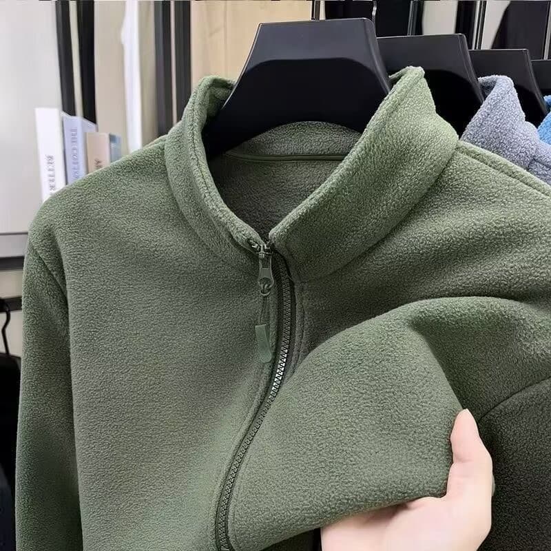 Jaqueta Masculina Casual Gola Zíper Lã Manga Comprida Uso Diário Quente