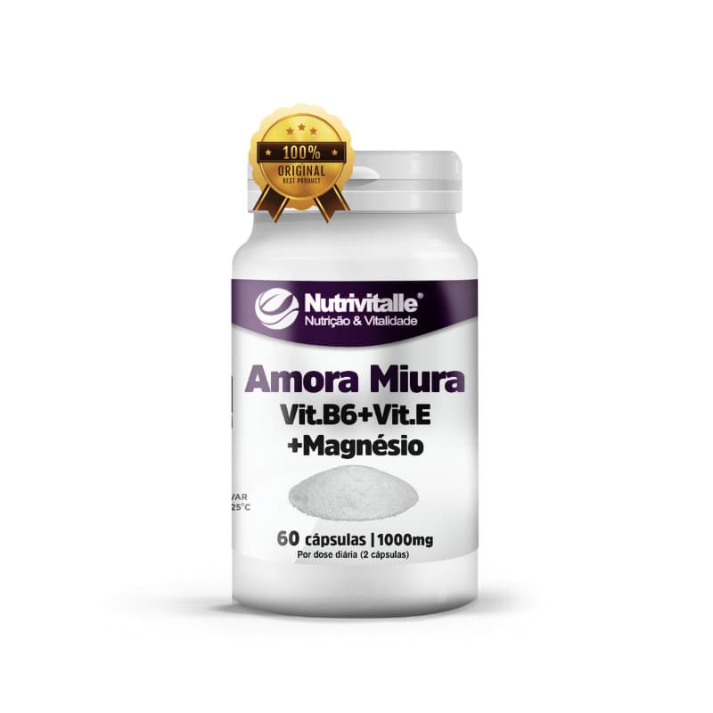 Amora Miura com Vitamina B6 + Vitamina E + Magnésio 1000mg 60 Caps | Nutrivitalle