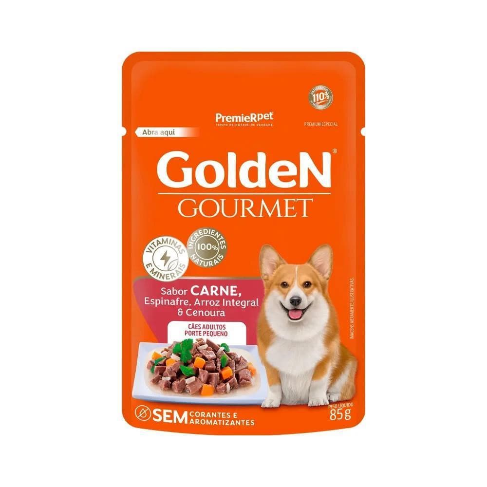 Ração Úmida Gourmet para Cães Adultos Pequeno Porte Sabor Carne Premier Pet 85g Golden