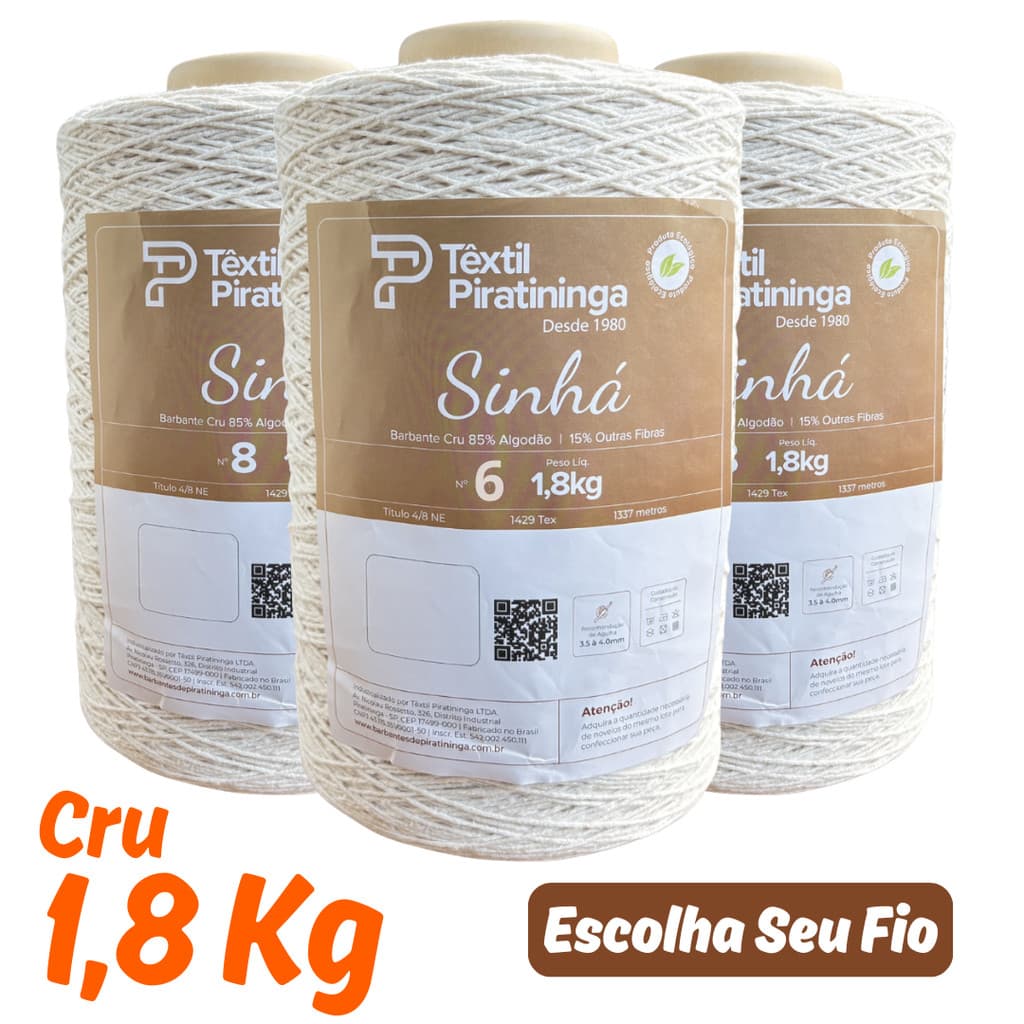 Barbante Cru Sinhá 1,8kg | Ideal para Crochê, Bolsas, Tapetes e Artesanato