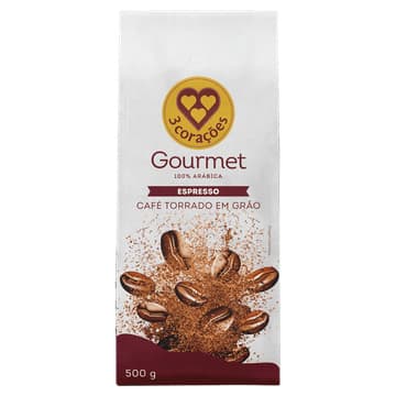3 Corações Café Torrado em Grãos Espresso 100% Arábica Gourmet 500g