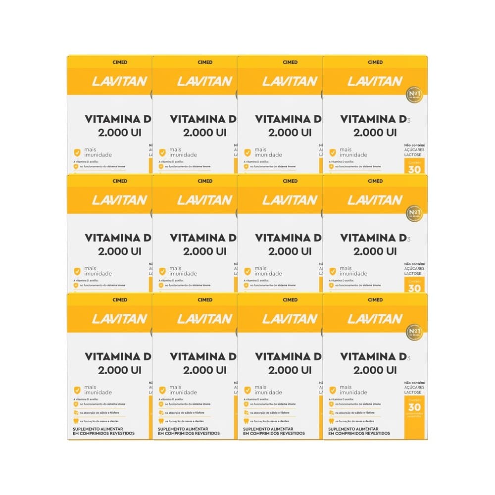 Kit 12x Vitamina Lavitan Vitamina D 2.000 Ui 30 Cpr - CIMED