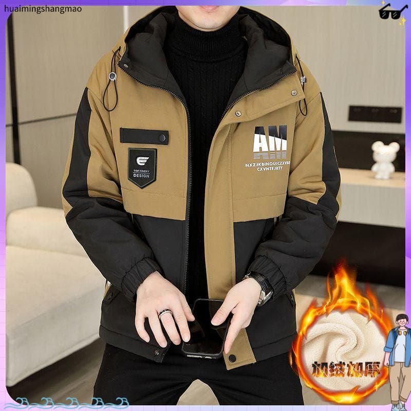 Jaqueta masculina 2 026 novo estilo na moda Workwear com capuz forro de lã jaqueta inverno engrossado jaqueta de algodão