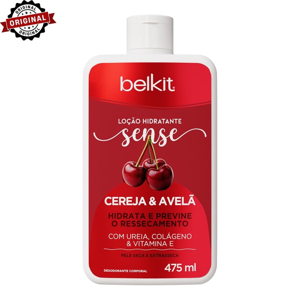 Hidratante Corporal Cereja & Avelã 475ml BELKIT | Loção Hidratante para pele seca e ressacada