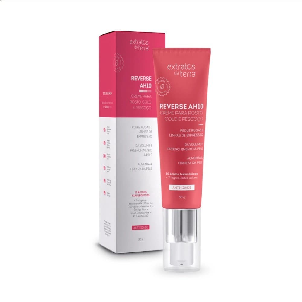 Reverse AH10 Creme Facial 30g Extratos da Terra Anti-Idade Ácido Hialurônico Rugas e Firmeza