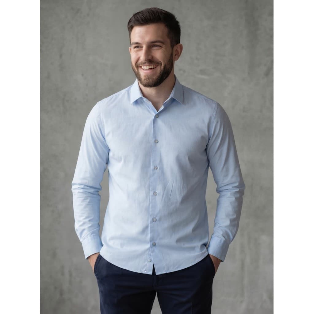 Camisa Masculina Manga Longa Tricoline Premium Slim Fit Social — Am Store.Com