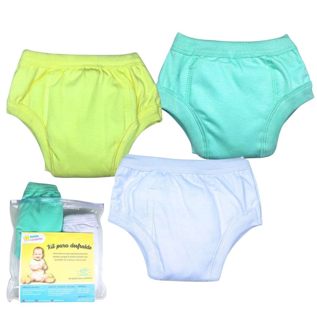 Kit 3 Cuecas Calcinhas Treinamento Desfralde Infantil V/B/A