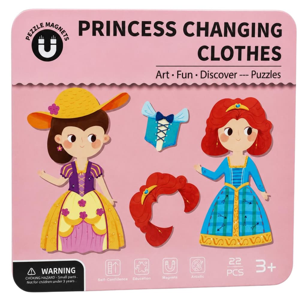 Boneca Magnética Princesa de Vestir 22 Peças Troca Roupa Brinquedo Educativo Infantil