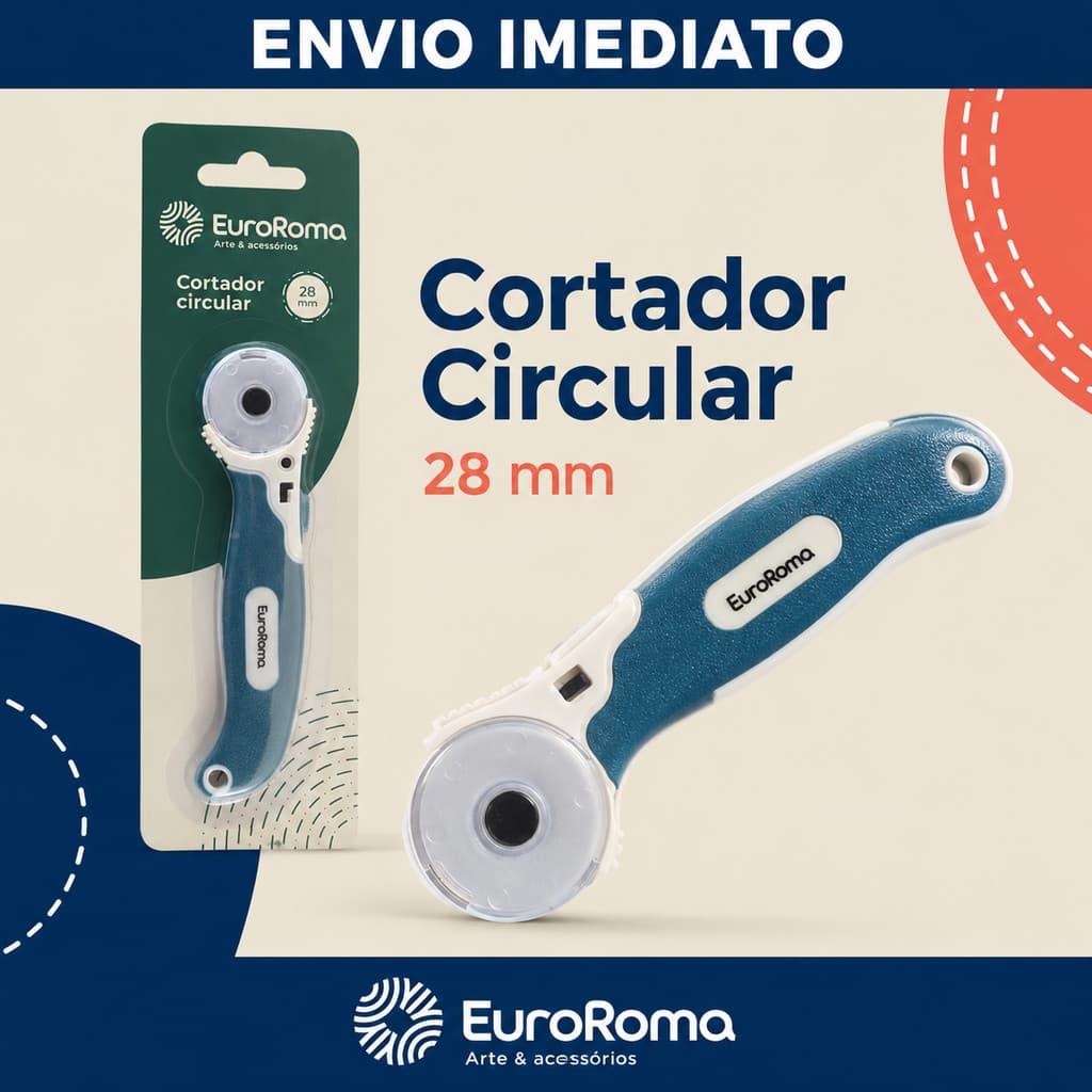 Cortador Circular EuroRoma Cabo Emborrachado 28mm - Patchwork/Tecido