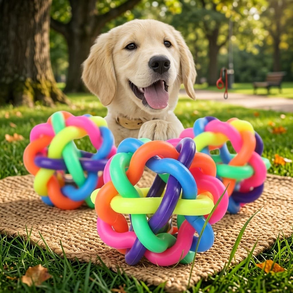 Bola Mordedora Para Cães Brinquedo Interativo Com Guizo Borracha TPR Anti Estresse Para Gatos E Cachorros