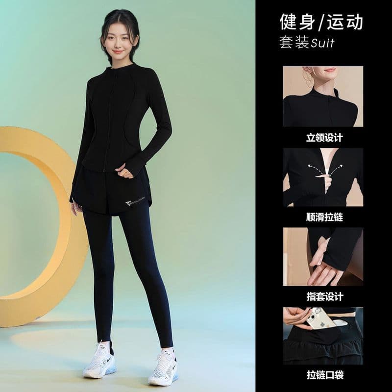 Tamanho grande roupas de Fitness feminino outono treinamento correndo terno esportivo de manga comprida roupas de Yoga r