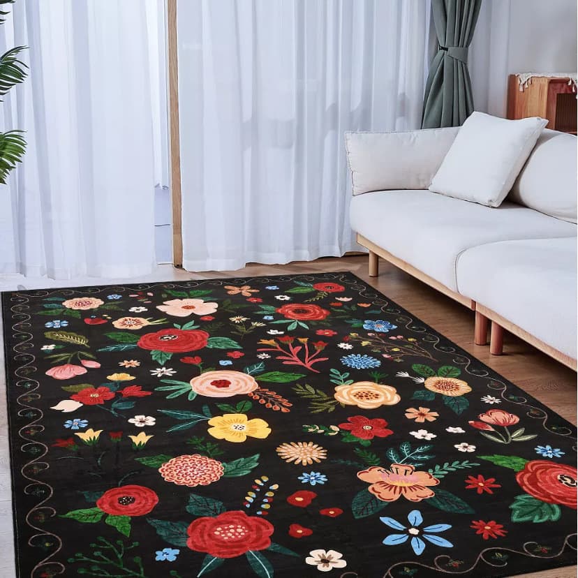 [Novo produto] tapete de flores para sala de estar, cobertor completo para sofá, antiderrapante, fácil de cuidar, tapete