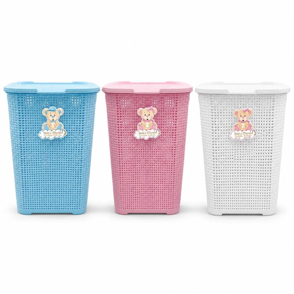 Cesto Roupa Suja com Tampa 30L Rattan Cesto Organizador Brinquedos Closet Lavanderia Banheiro