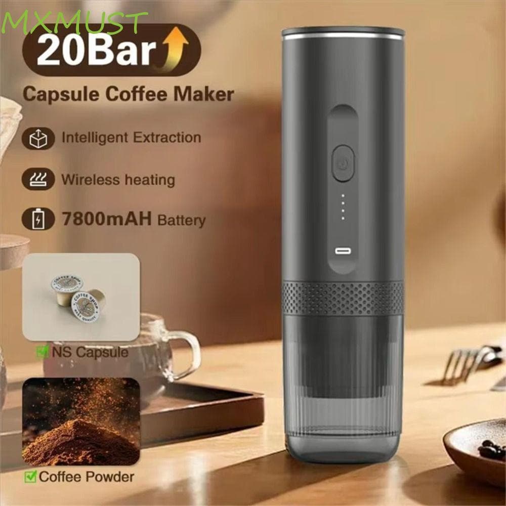 Café Expresso Portátil MXMUST | Cafeteira Elétrica Com Autoaquecimento De 20 Bar , Sem Fio 7500mAh
