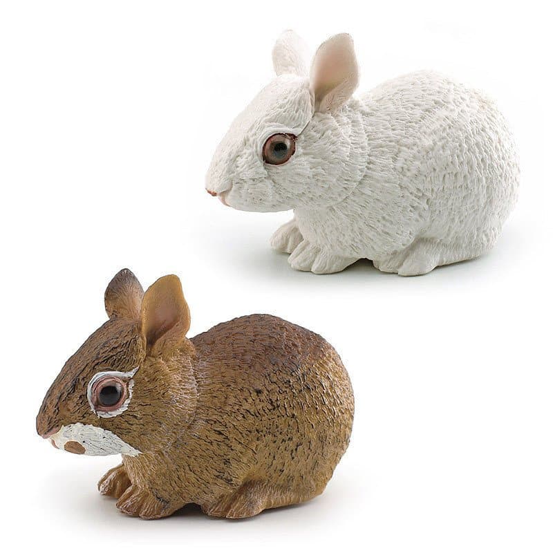 Brinquedo de modelo de animal realista, coelho de cauda de algodão, coelho branco, coelho selvagem, brinquedo educativo 