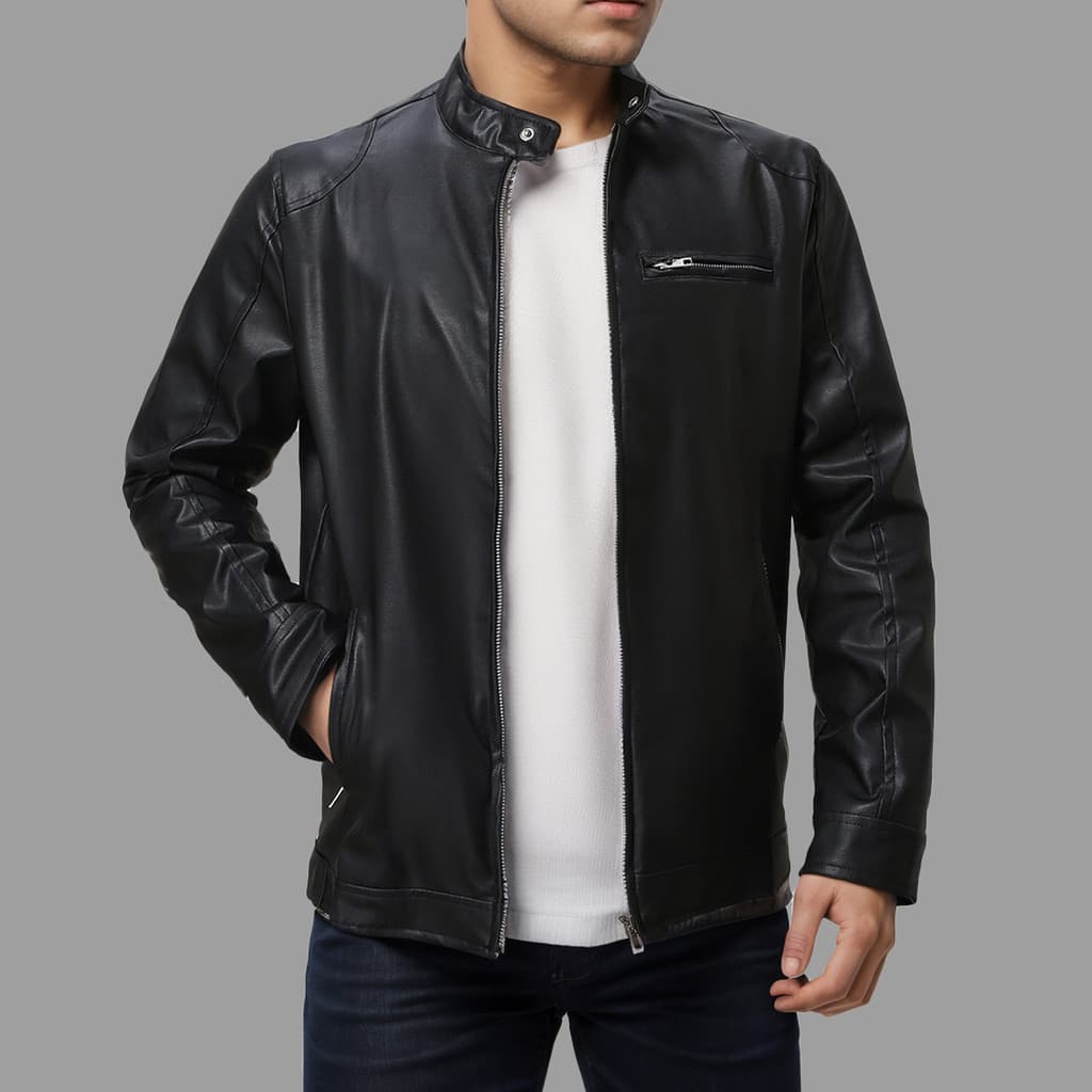 Cross-Border masculino gola estilo motocicleta jaqueta de couro masculino jaqueta de couro genuíno negócios jaqueta Casu