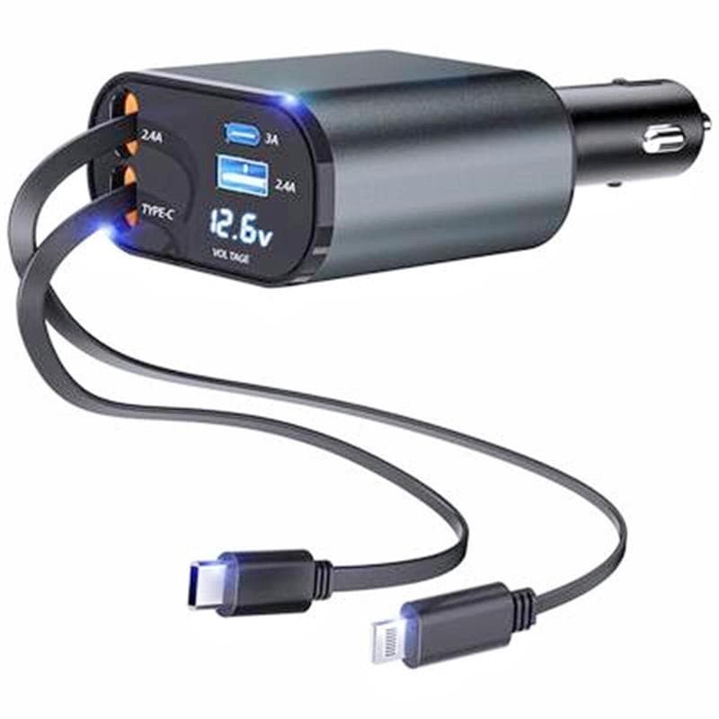4 em 1 carro carga rápida 120W carregador de carro telefone móvel carga Super rápida isqueiro cabeça conversão Universal