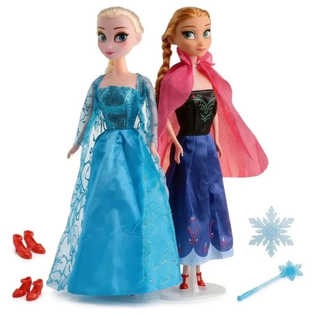 Kit 2 Bonecas Anna Elsa Articuladas 30cm Musical Acessórios Shopline KTFZ30CM