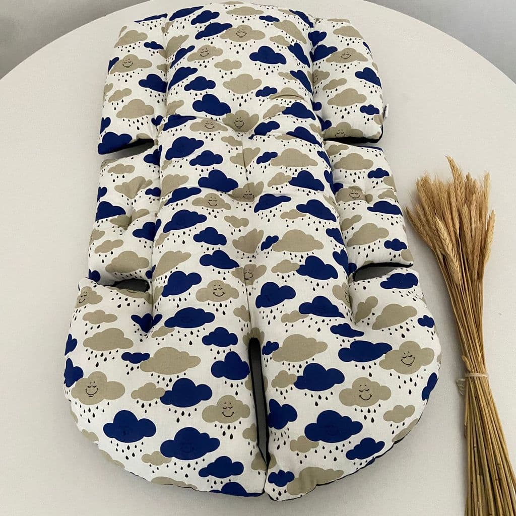 Colchonete Baby Nuvem Azul e Bege