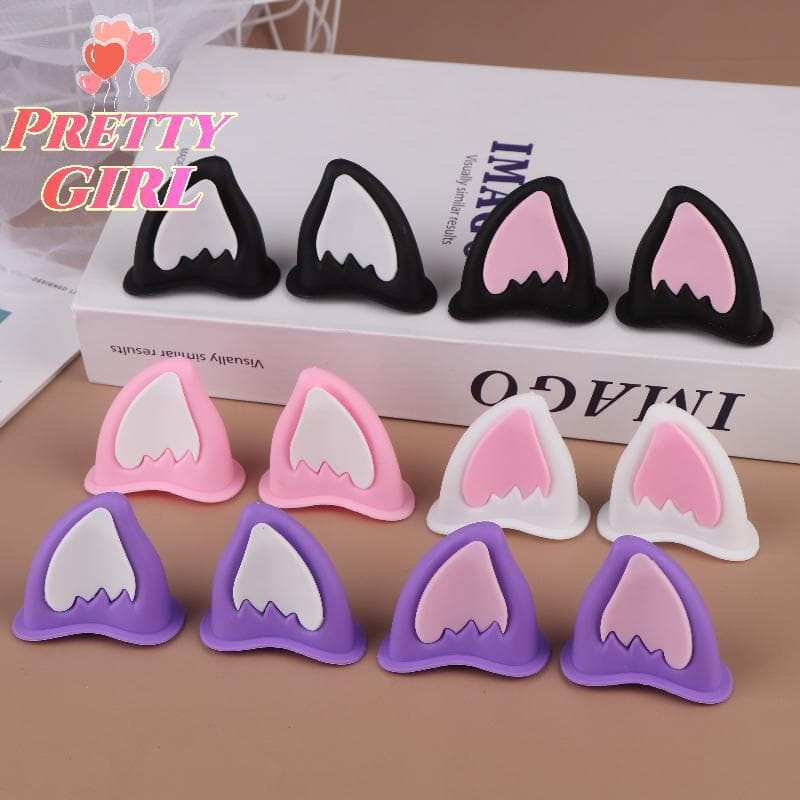 [Pretty ggirl] Capacete De Motocicleta Decorações De Orelha De Gato Acessório Para Scooter Bicicleta Adesivo Moto Skate 