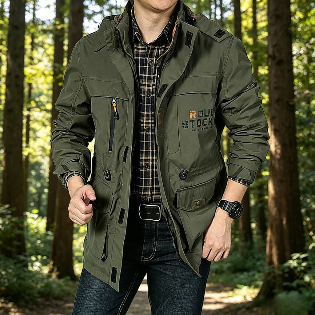 Corta-vento casual masculino para primavera e outono, jaqueta estilo militar para atividades ao ar livre, jaqueta de mon