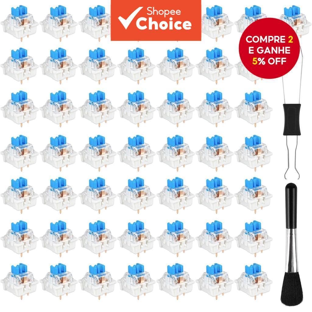 90/50/30 Pacote 3 Pinos Azul Clicky Interruptores De Teclado Mecânico Tátil Kit DIY Completo Com Extrator E Escova
