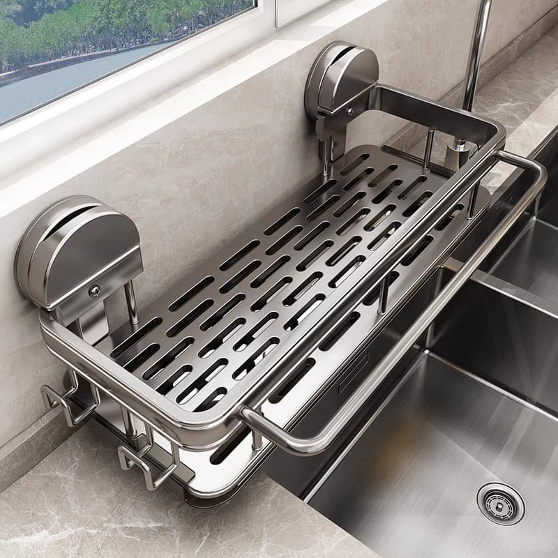 Suporte para pano de cozinha com ventosa, prateleira multifuncional de parede com drenagem de água para pia, suporte par