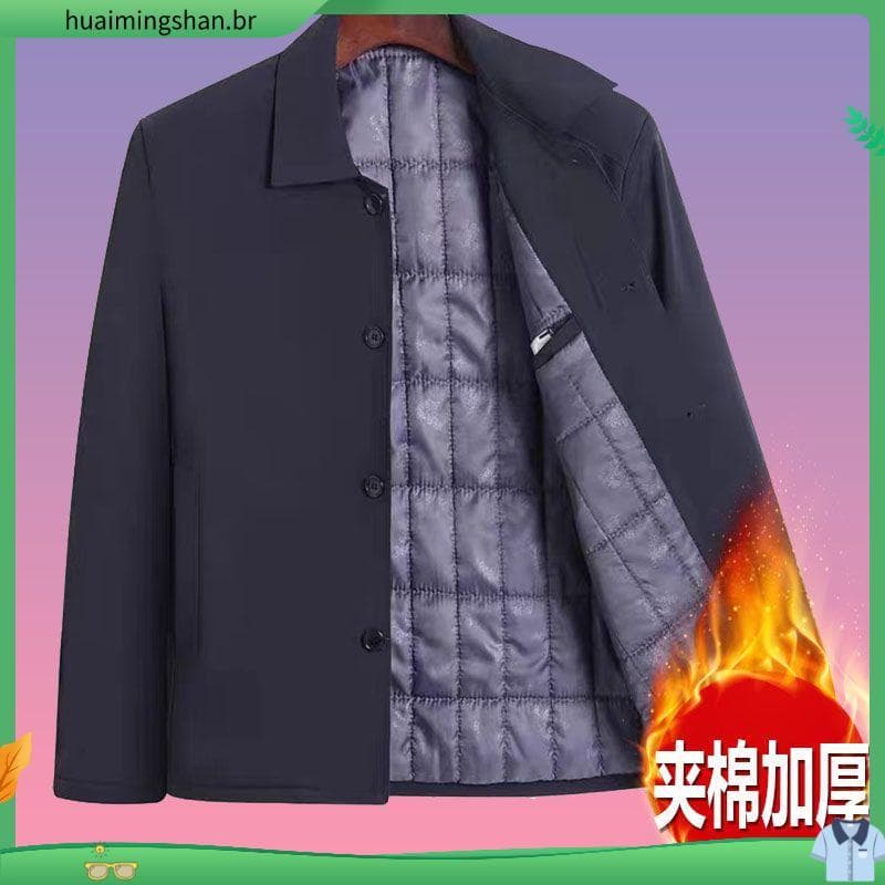 Inverno quente jaqueta de algodão pai de meia-idade Casual jaqueta quente lapela jaqueta de algodão masculino algodão en