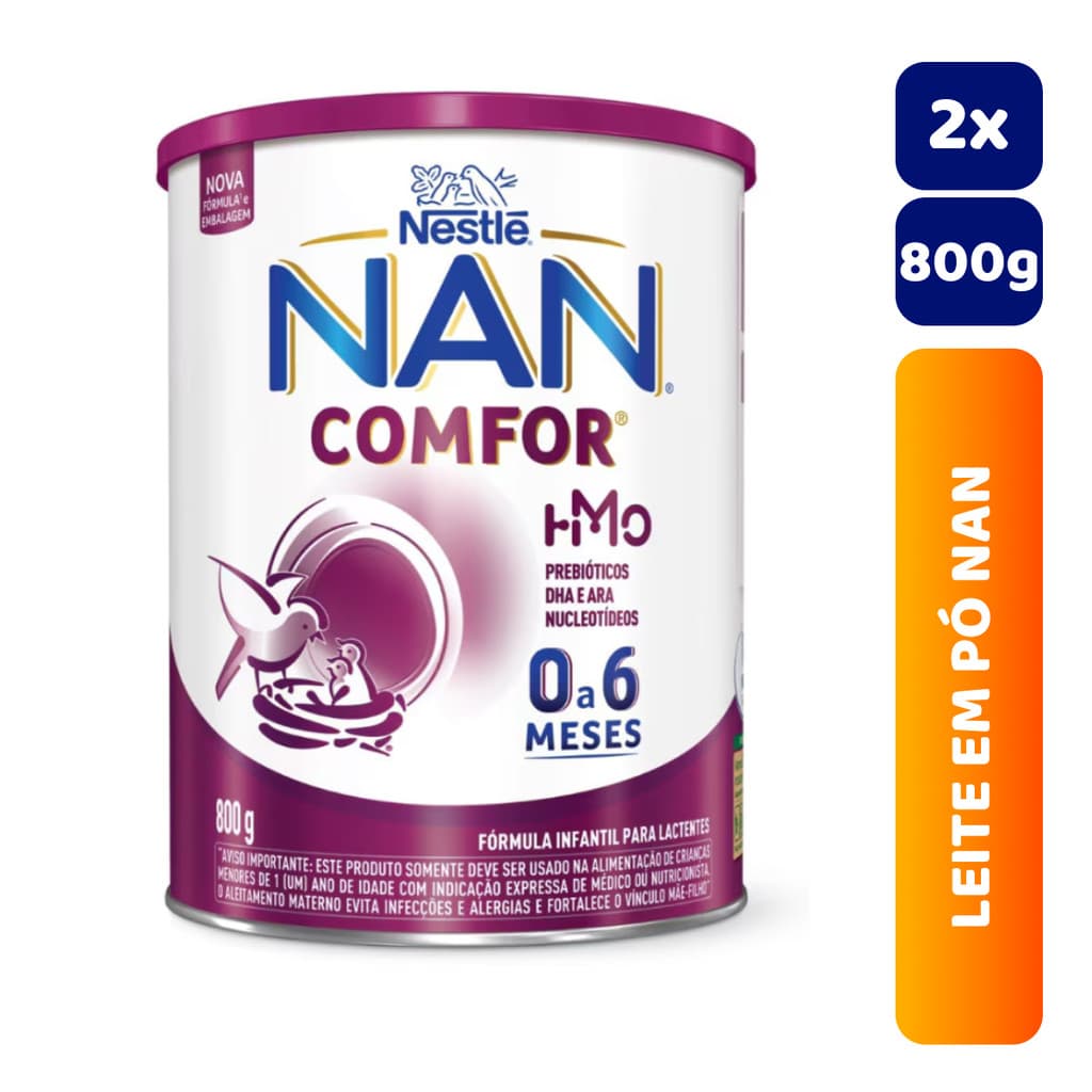 Kit 2x Latas Leite em Pó Infantil NAN Comfor 800g 0 a 6 meses
